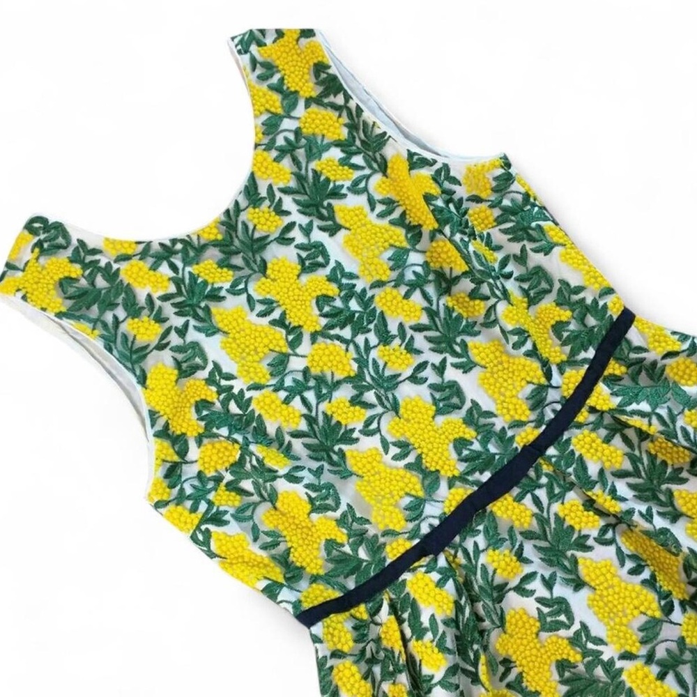 Draper James Goldenrod Embroidery Dress Size 8 Floral Yellow Green - Picture 2 of 5